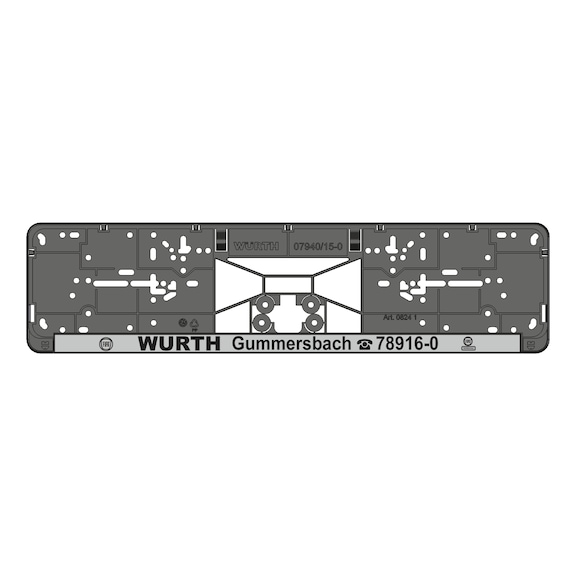 Complete printed Clipster number plate holder - NPH-COMPL-PLT/STR-SILV-NEG-CLIPSTER-520