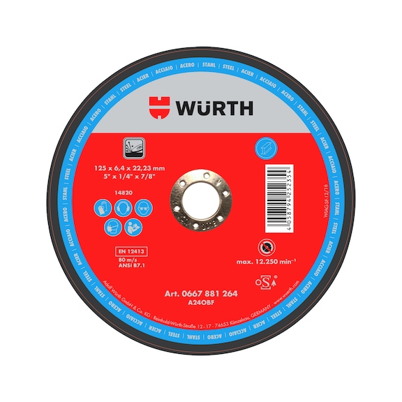 Meules à ébarber WÜRTH pour Acier - DISQUE DEP.WURTH EB.ACIER 125X6,4X22