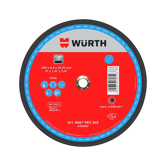 Meule à ébarber standard pour acier - 230 mm - coudé
