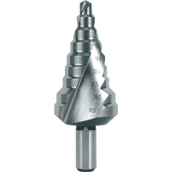 Stepped drill bit, spiral - TWSTSTEPDRILL-RUKO-101098-HSS-D6-30