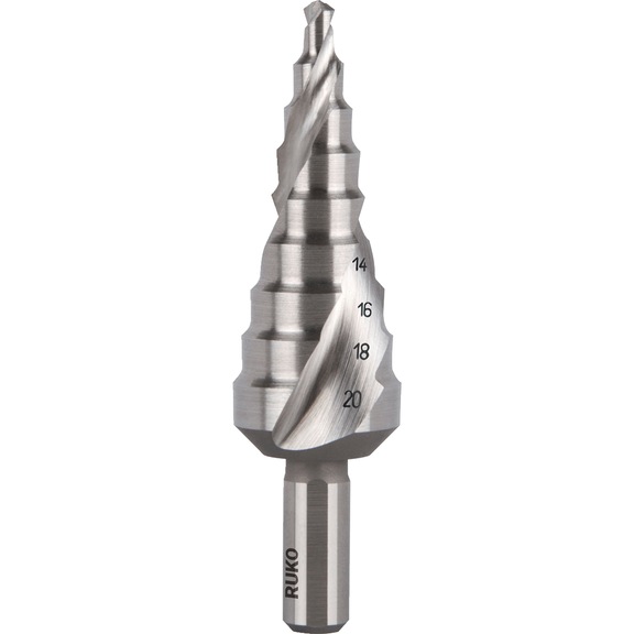 Stepped drill bit, spiral - TWSTSTEPDRILL-RUKO-101051E-HSSE-D4-20