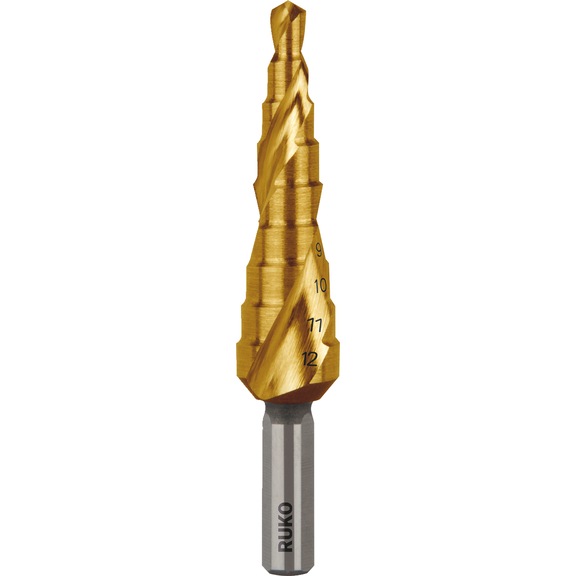 Stepped drill bit, spiral - TWSTSTEPDRILL-RUKO-101050-9T-HSS-D4-12