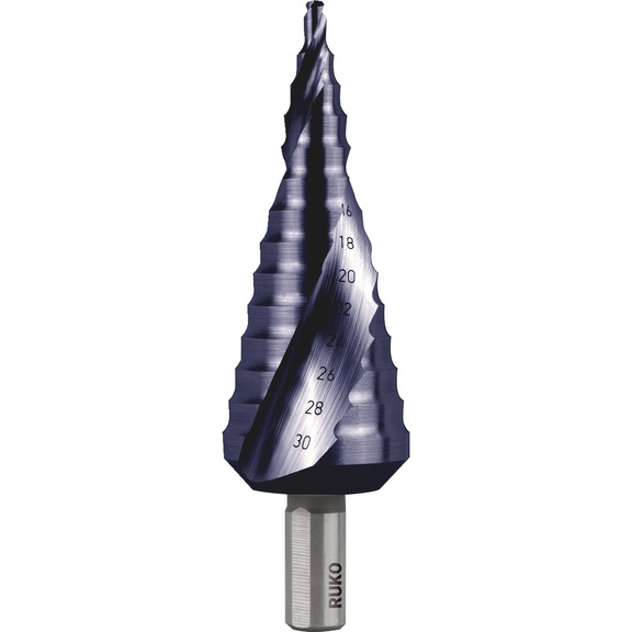 Stepped drill bit, spiral - TWSTSTEPDRILL-RUKO-101052F-HSS-D4-30