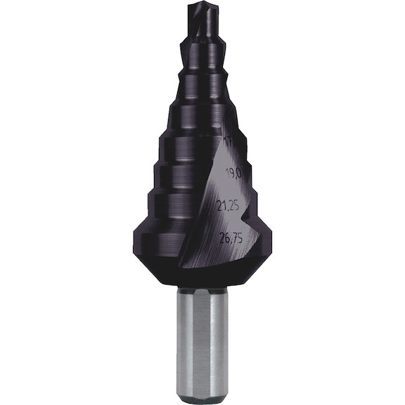 Stepped drill bit, spiral - TWSTSTEPDRILL-RUKO-101055F-HSS-D6-26,75