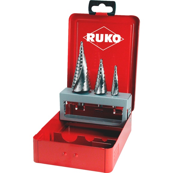 Assortiment de forets étagés/hélicoïdaux - TWSTSTEPDRILL-RUKO-101026E-HSSE-3PCS