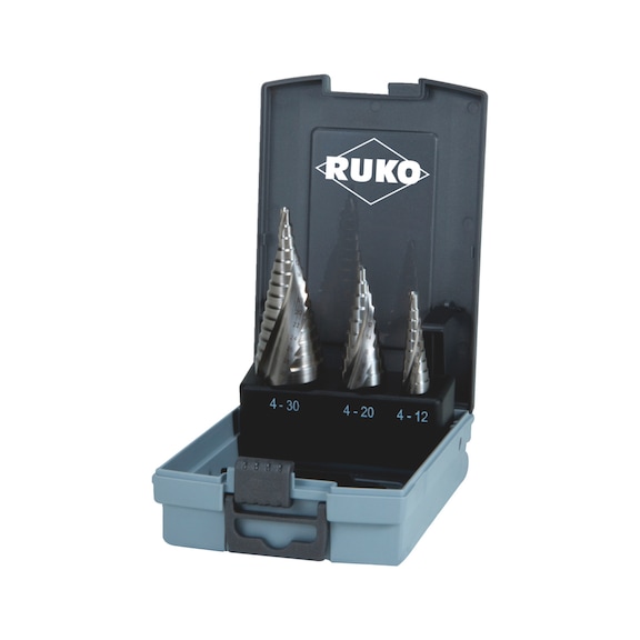 Stepped twist drill HSS plain assort. 3 pcs Ruko - TWSTSTEPDRILL-RUKO-101026RO-HSS-3PCS