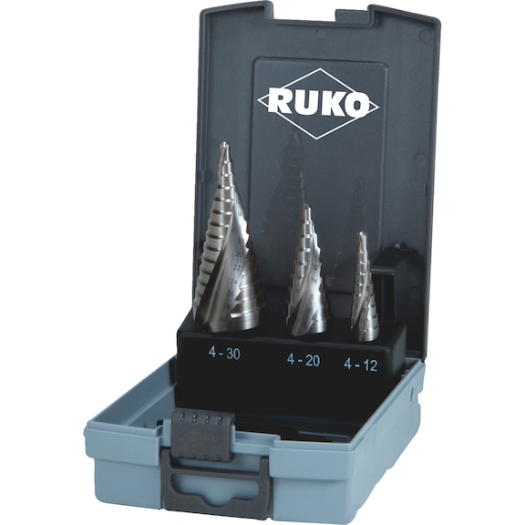 Stepped twist drill HSCo plain assort. 3 pcs Ruko - TWSTSTEPDRILL-RUKO-101026ERO-HSSE-3PCS