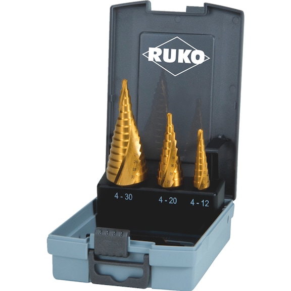 Stepped twist drill HSS TiN assort. 3 pcs Ruko - TWSTSTEPDRILL-RUKO-101026TRO-HSS-3PCS