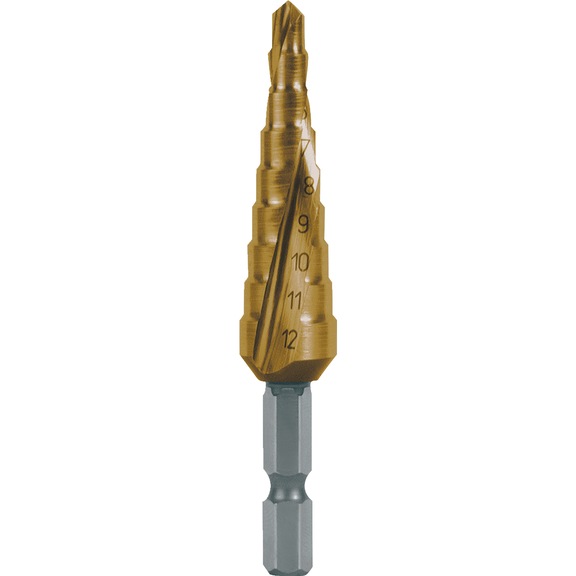 Stepped drill bit, spiral - TWSTSTEPDRILL-RUKO-101050-9TH-HSS-D4-12