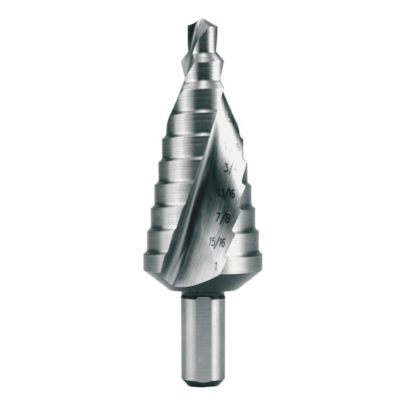 Stepped drill bit, spiral