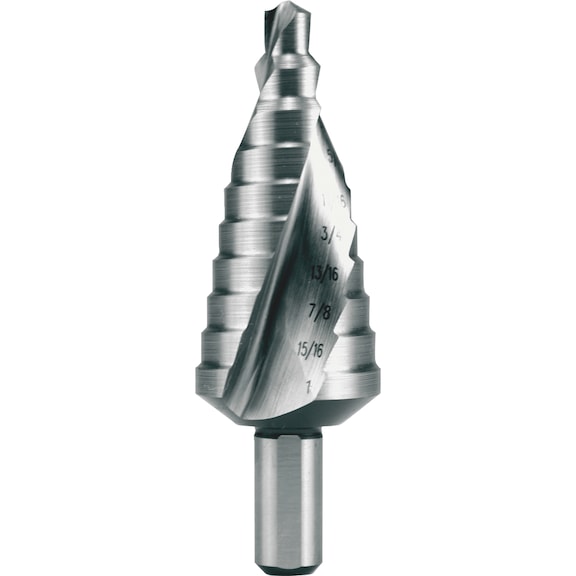 Stepped drill bit, spiral