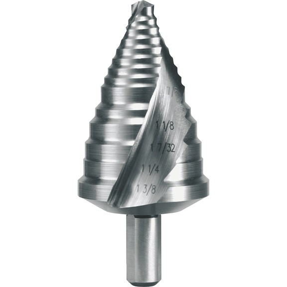 Stepped drill bit, spiral - TWSTSTPDRL-RUKO101706E-HSSE-D7/8-1.3/8