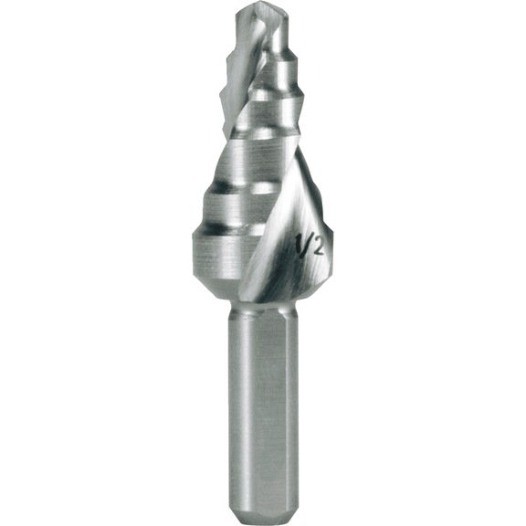 Stepped drill bit, spiral - TWSTSTPDRL-RUKO-101707E-HSSE-D3/8-1/2