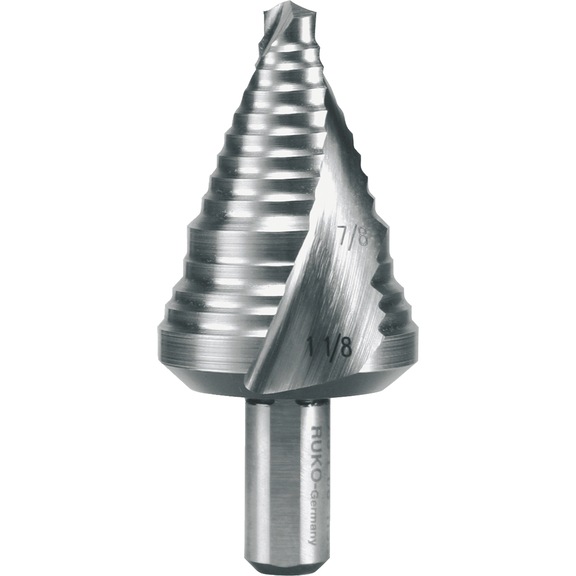 Stepped drill bit, spiral - TWSTSTPDRL-RUKO101709E-HSSE-D7/8-1.1/8