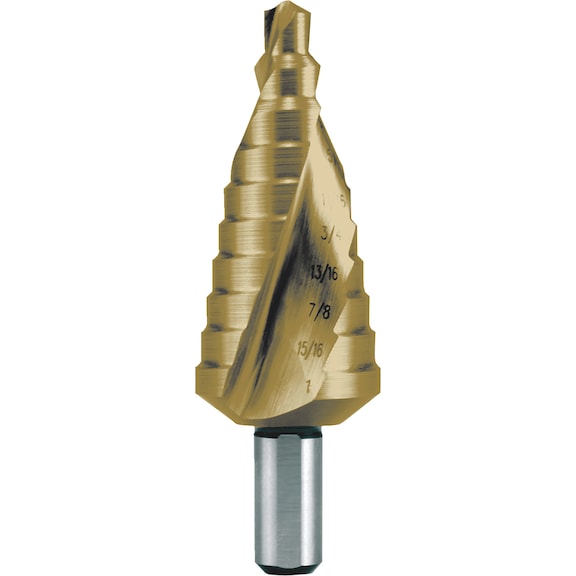 Stepped drill bit, spiral
