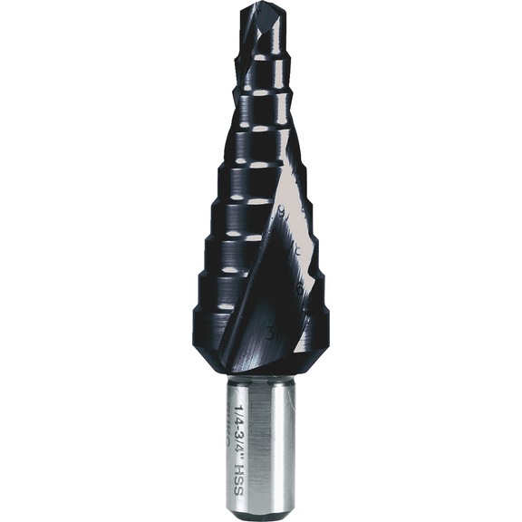 Stepped drill bit, spiral - TWSTSTEPDRIL-RUKO-101703F-HSS-D1/4-3/4