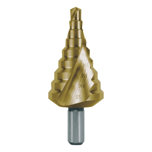 Stepped drill bit, spiral - TWSTSTEPDRIL-RUKO-101092T-HSS-D6,5-32,5