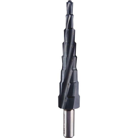 Stepped drill bit, spiral - TWSTSTEPDRILL-RUKO-101083P-HSS-D6-20