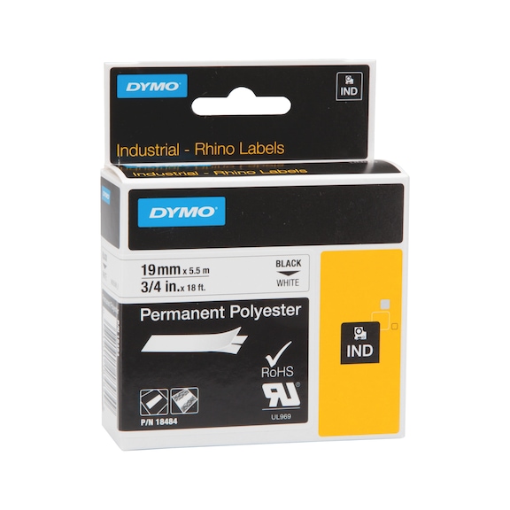 Merkintäteippi- Polyesteri Rhino Rhino™ - MERKINTÄNAUHA POLYESTER 19MM5,5M VALK.