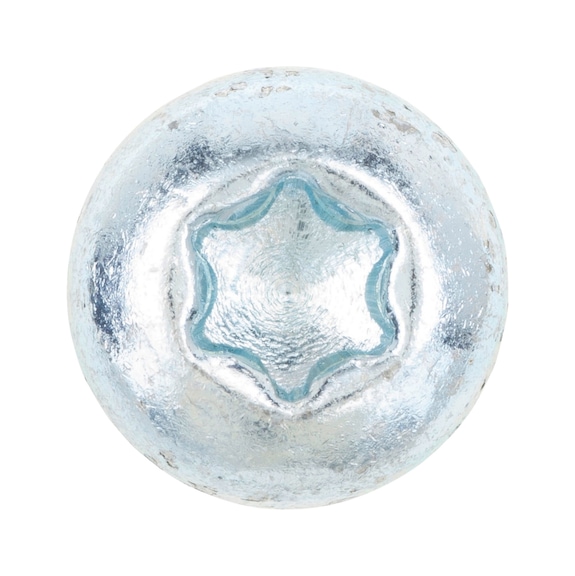 Flat head tapping screw, type C with hexagon socket ISO 14585, steel, zinc-plated, blue passivated, shape C (with tip) - SCR-PANHD-ISO14585-C-TX20-(A2K)-4,2X6,5