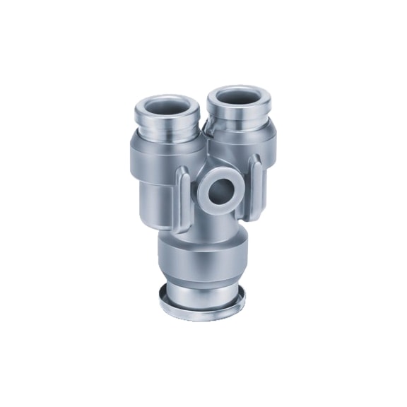 Y-shaped plug-in branch with reducer  Brass