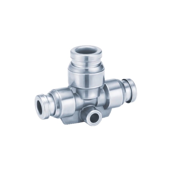 T-shaped plug connector, stainless steel T-piece, compressed air, automation 