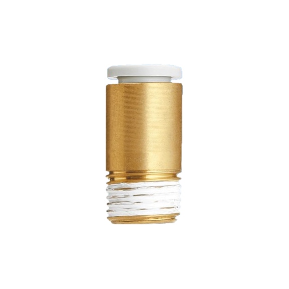 Straight plug connector with brass male thread