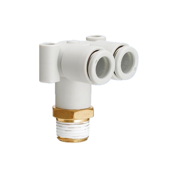 Screw-in angle, 2-way, swivels 360&deg;, plastic