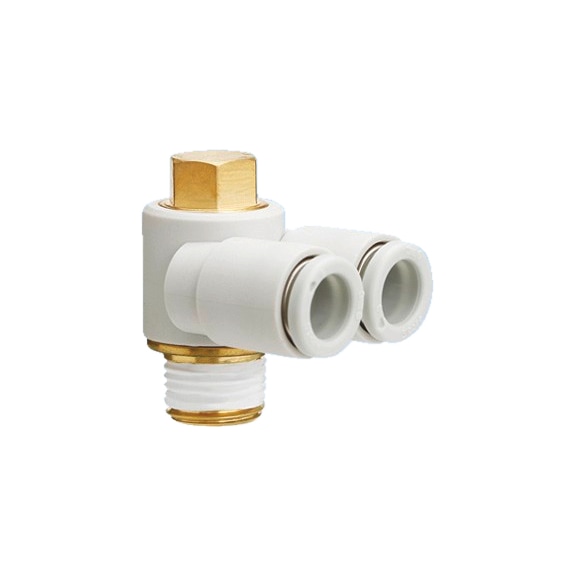 Screw-in angle, 2-way, swivels 360&deg;  Plastic