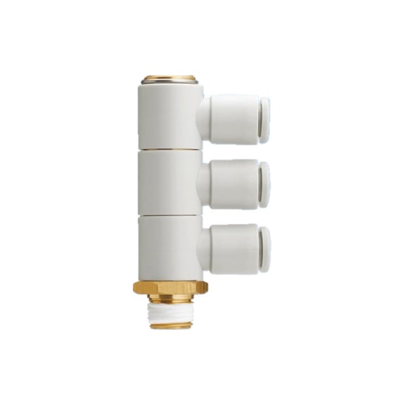 Screw-in angle, 3-way, swivels 360&deg;  Plastic