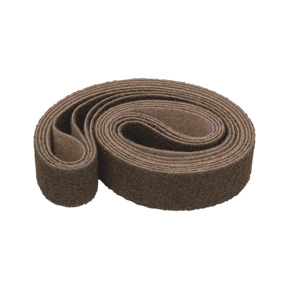 Non-woven sanding belt for stationary contact grinding machines