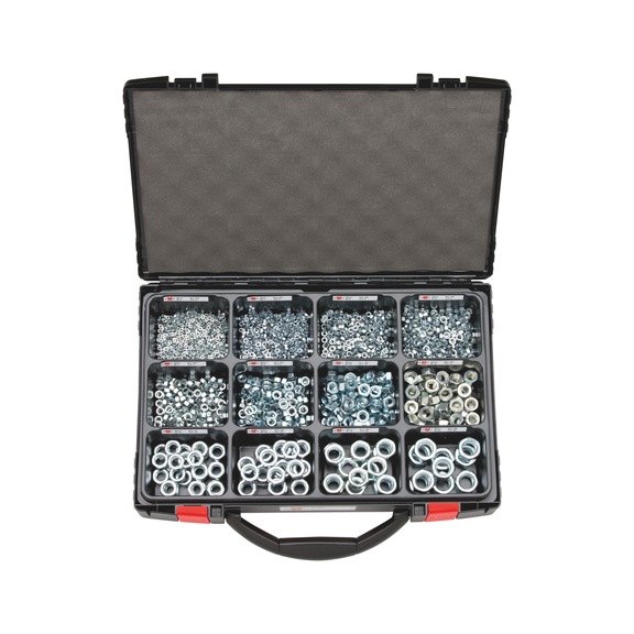 ORSY<SUP>®</SUP>hexagon nuts, assortment of 200 DIN 934, steel I8I, zinc-plated, blue passivated (A2K) - NUT-HEX-SORT-(M3-M20)