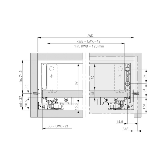 Vionaro H89 frame clear shape and 13 mm thin design - FRMSYS-VION-H89-GRAPHIT-NL500MM