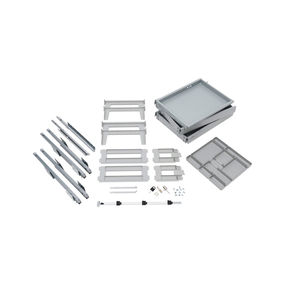 Office container fitting set OrgaAer - ORGASYS-FE-ST-SILVERGREY-HU8,5-740MM-TIP