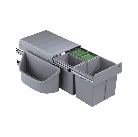 Recycling system for diagonal corner cupboards - RECYCLSYS-DIAG-CORNCAB-3FOLD-900MM