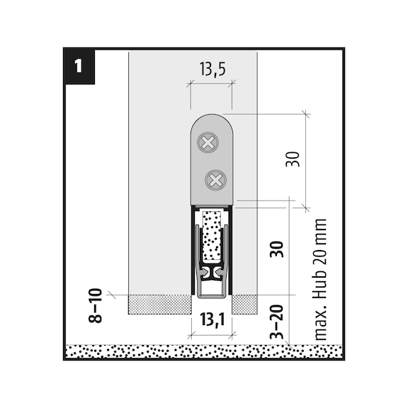 Joint De Porte PLANET FH+RD - Aluminium 965 Mm, Coulissant Pour Portes En Bois