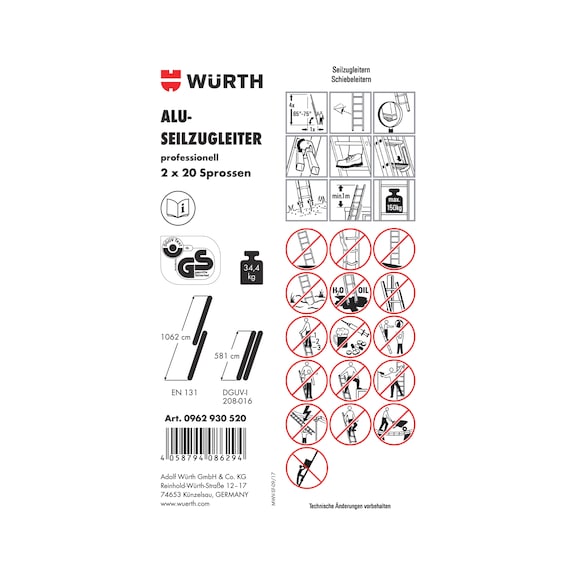 Pictogramme d'étiquette adhésive pour échelle - LBL-(F.LDR-0962930520)-PVC