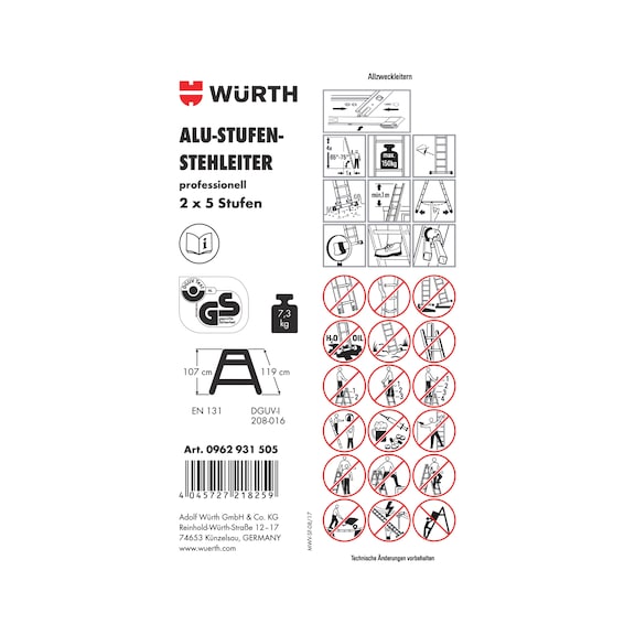 Pictogramme d'étiquette adhésive pour échelle - LBL-(F.LDR-0962931105)-PVC