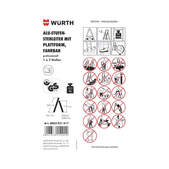 Pictogramme d'&eacute;tiquette adh&eacute;sive pour &eacute;chelle - LBL-(F.STEPLDR-0962931817)-PVC