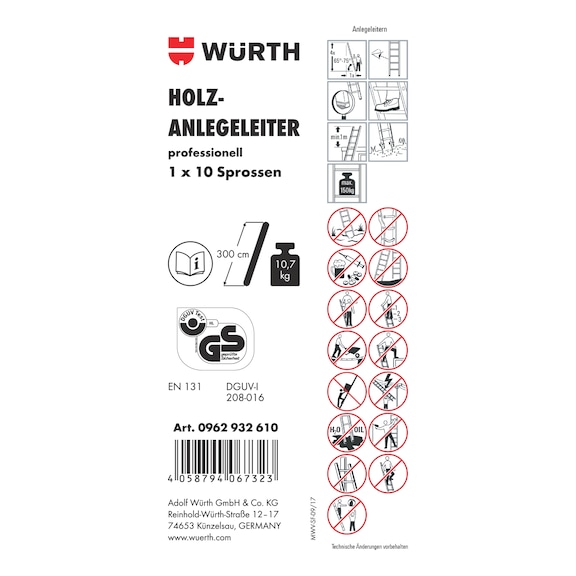 Pictogramme d'étiquette adhésive pour échelle - LBL-(F.LANDLDR-0962932610)-PVC