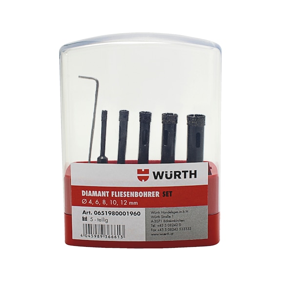 Elmas karot, sulu kesim ürün gamı, 5 parça - CREBIT-DIA-SORT-5PCS