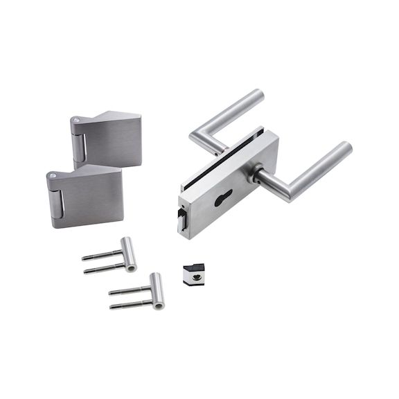 Standard form B glass door set - GLSDR-SET-B-CK-A105-(HNGE-3PCS)-A2-MATT