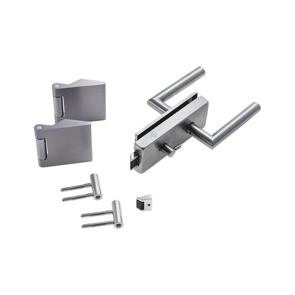 Premium form B glass door set - GLSDR-SET-B-WC-A405-(HNGE-3PCS)-A2-MATT