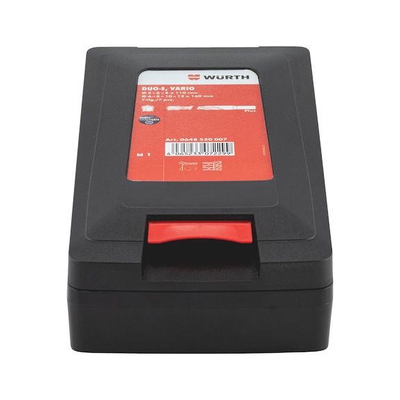 Hammer drill bit cassette with SDS and Duo-S Vario drive arbor Seven pieces - DRL-HAM-SORT-PLUS-DUO-SV-7PCS