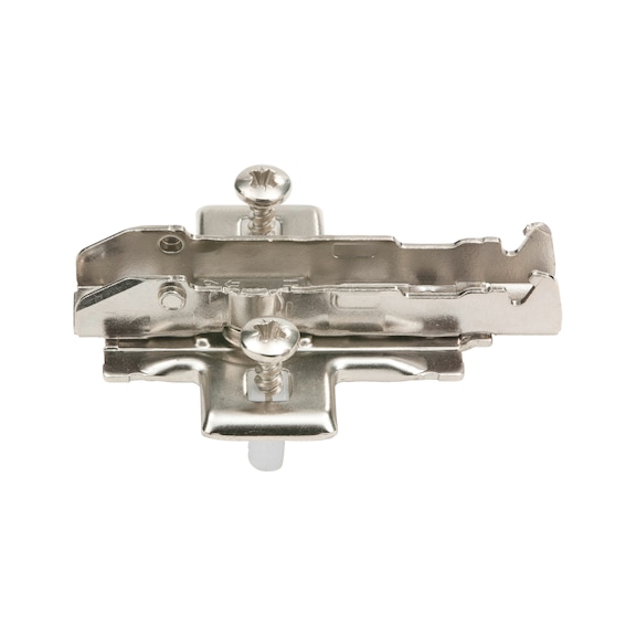 1D cross mounting plate Quick with 4-point attachment for a secure connection to the side of the furniture - CRSMNTPLT-TIOMOS-QUICK-11MM-ST-H03