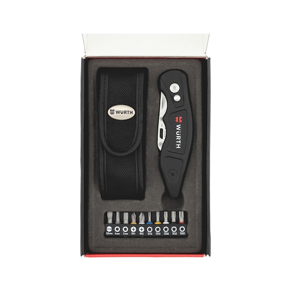 Trapezoidal blade knife set - KNFE-SET-W.TRAPEZIUMBLADE-BITS-POUCH