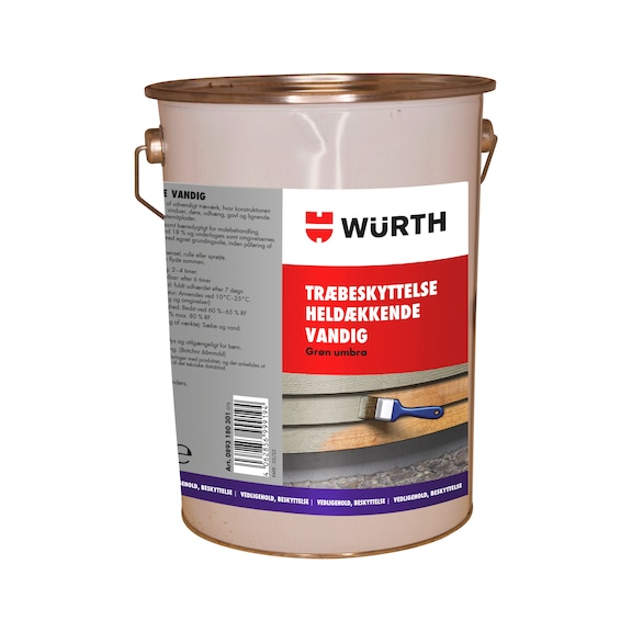 Heldækkende vandig træbeskyttelse  - TRÆBESKYTTELSE VANDIG HELDÆK GRØN UMB 5L