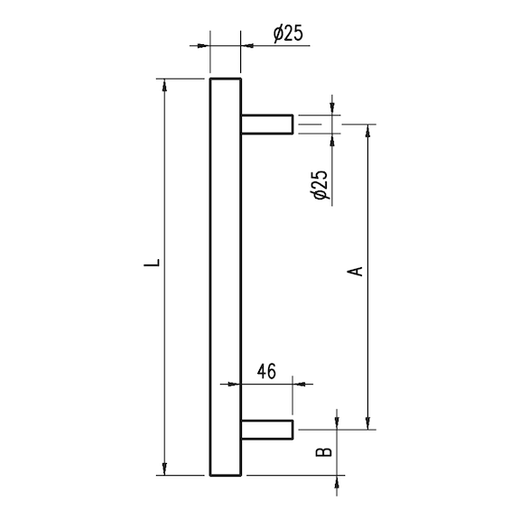 Stoßgriff ST/A100 - STOSGRF-A2-ST/A100-MATT-500MM