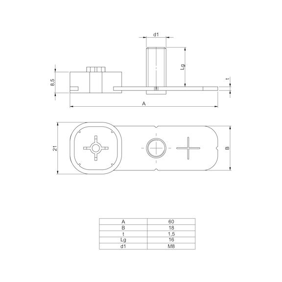 Thread hanger W-GWA Suitable for all DIGA<SUP>®</SUP> CS devices - THRHNG-(F.PINDRIV-DIGA-CS2)-M8