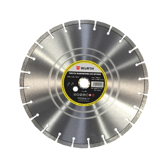 Diamond cutting disc, long life & speed SD, construction site - CUTDISC-DIA-CONCRETE-BR20-D350MM